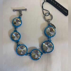 Ann Taylor Bezel Rivoli Clear Stones Bracelet New